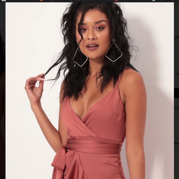 Lucy in the Sky Becca Satin Ruffle Dress, Rust Sz M - Picture 2 of 8